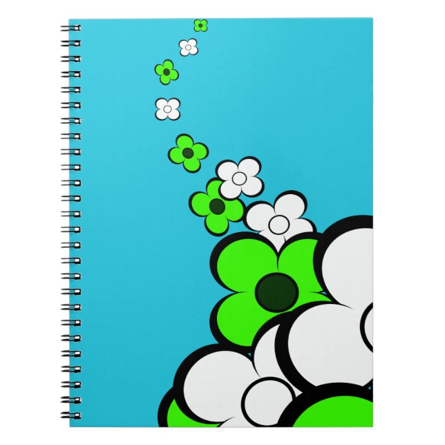 Carnet Fleurs blanches vert citron (Devant)