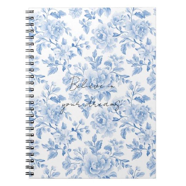 Carnet Fleurs Bleu Blanc (Devant)