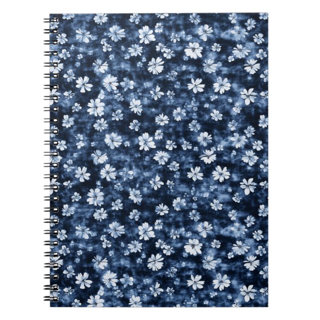 Carnet Fleurs bleues Denim (Devant)
