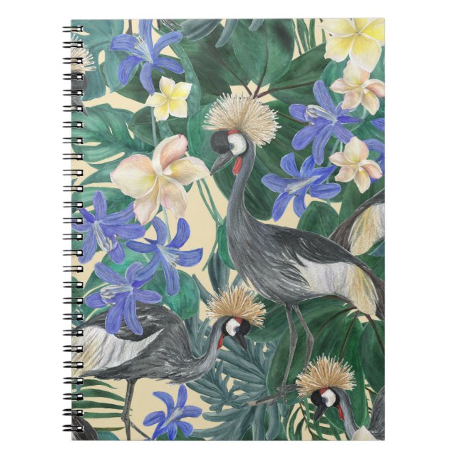 Carnet Fleurs Bleues Plumeria, Aquarelle Sans Couleur. (Devant)