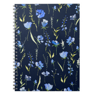 Carnet Fleurs bleues rustiques : Illustration botanique.