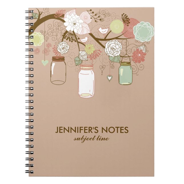 Carnet Fleurs Brown et Tan Retro et jarres Mason (Devant)