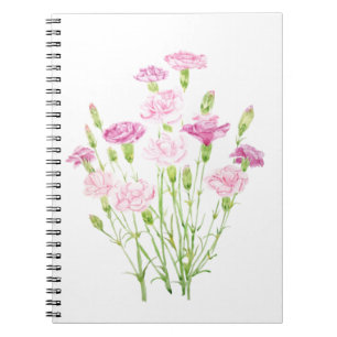 Carnet fleurs carnation rose