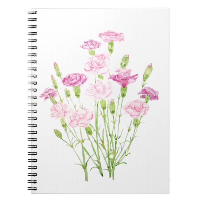 Carnet fleurs carnation rose (Devant)