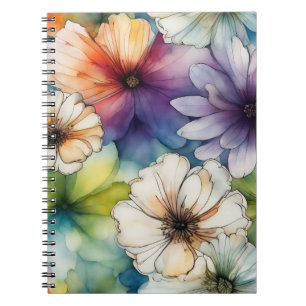 Carnet Fleurs colorées en Aquarelle