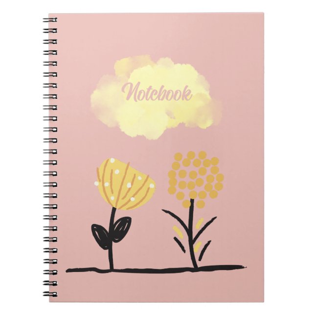 Carnet Fleurs d'affiche blanc jaune noir calme Spirale (Devant)