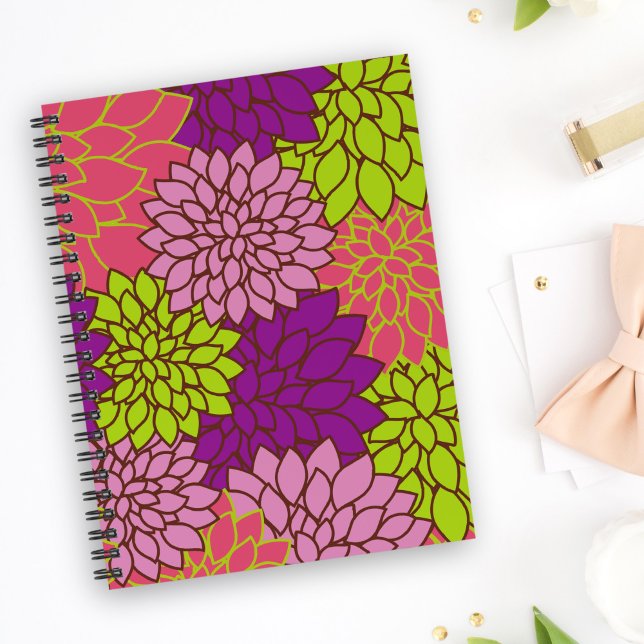 Carnet Fleurs Dahlia, Fleurs Colorées, Motif Floral (Créateur téléchargé)