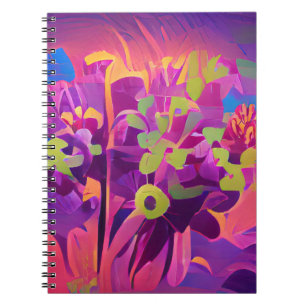 Carnet Fleurs dans un champ coloré art numérique abstrait