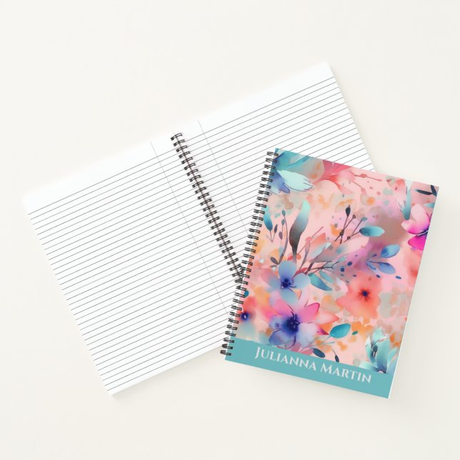 Carnet Fleurs d'aquarelle Abstraites personnalisées (Intérieur)