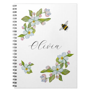 Carnet Fleurs d'aquarelle des arbres du jardin et des bou