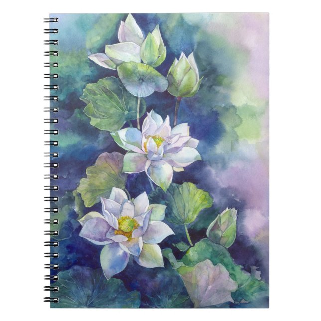 Carnet Fleurs d'aquarelle losange blanc illustration fleu (Devant)