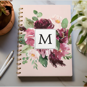 Carnet Fleurs d'aquarelle modernes Monogrammes