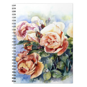 Carnet Fleurs d'aquarelle orange rose bourgeon illustrati