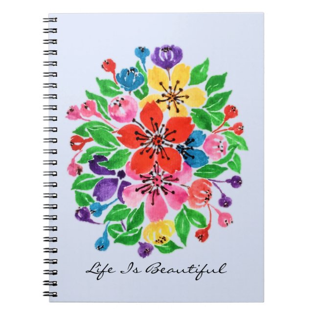 Carnet Fleurs d'arc-en-ciel d'aquarelle (Devant)