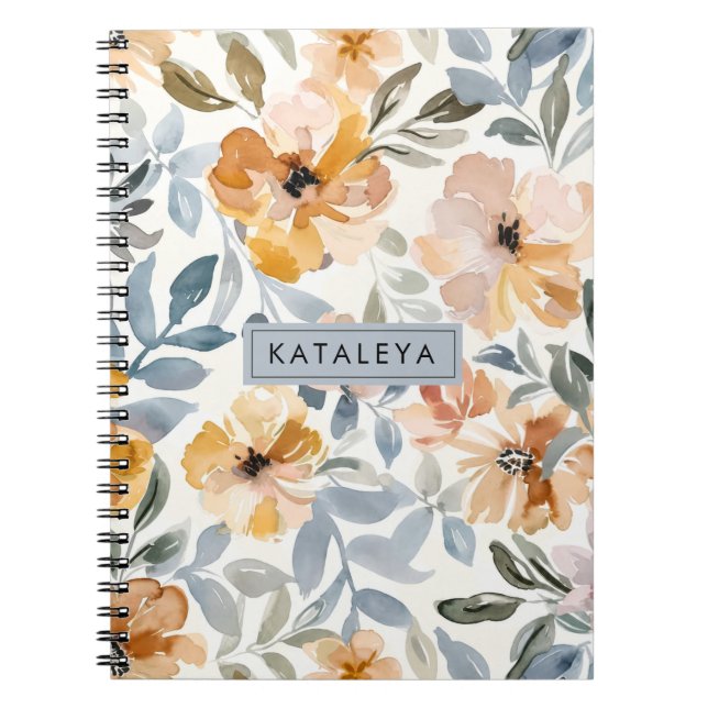 Carnet Fleurs d'Automne Douces Personnalisées (Devant)