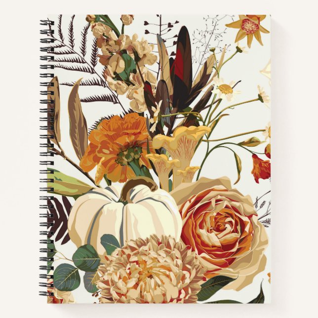 Carnet Fleurs d'automne, herbes et champignons. (Devant)