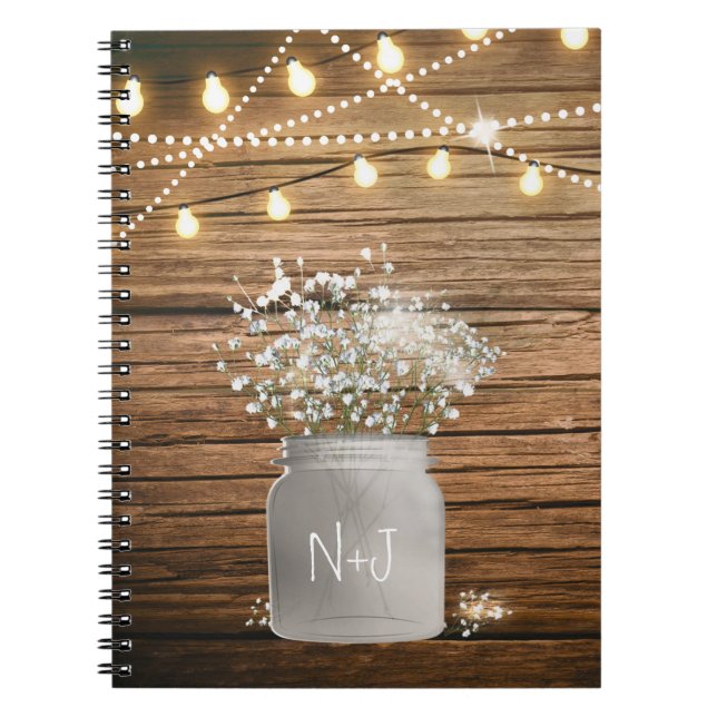 Carnet Fleurs de Baby's Breath dans un pot Mason rustique (Devant)