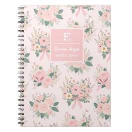 Carnet Fleurs de coquette rose monogramme, fleurs esthéti