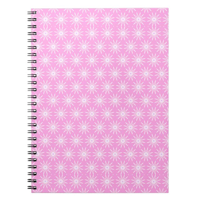 Carnet Fleurs de démarrage blanches sur rose (Devant)