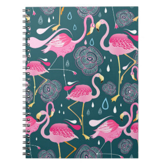 Carnet Fleurs de Flamants roses : Graphisme foncé sans co
