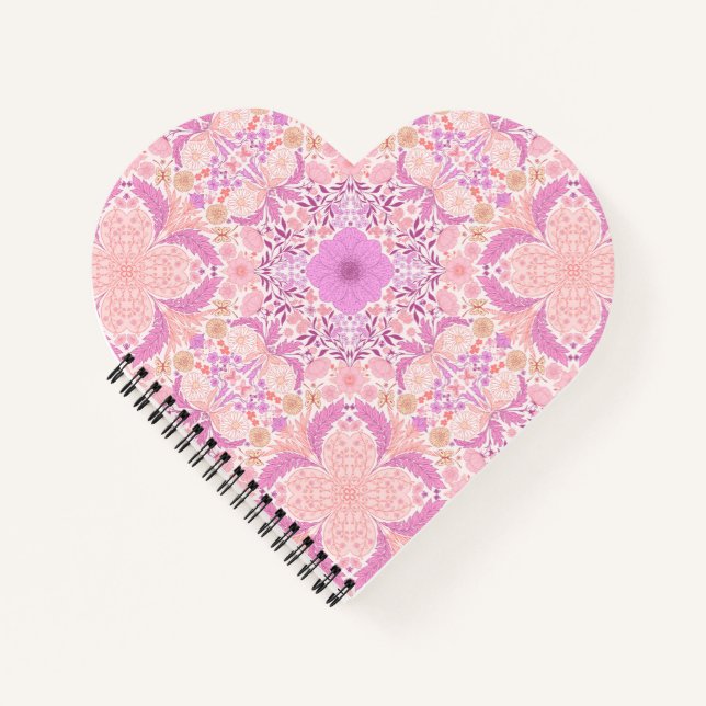 Carnet Fleurs de jardin rétro en rose (Devant)