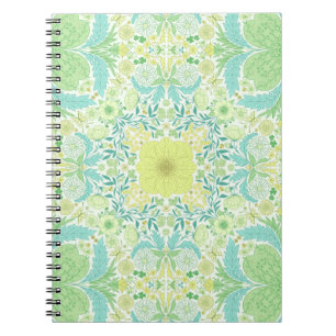 Carnet Fleurs de jardin rétro en vert et jaune
