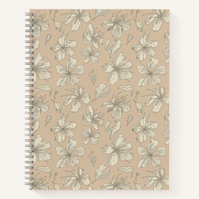 Carnet Fleurs de Jeu sur beige clair - motif sans couture (Devant)