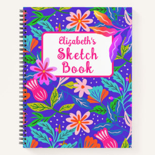 Carnet Fleurs de jungle Texte rose chaud