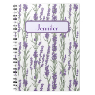 Carnet Fleurs de lavande à l'aquarelle personnalisées