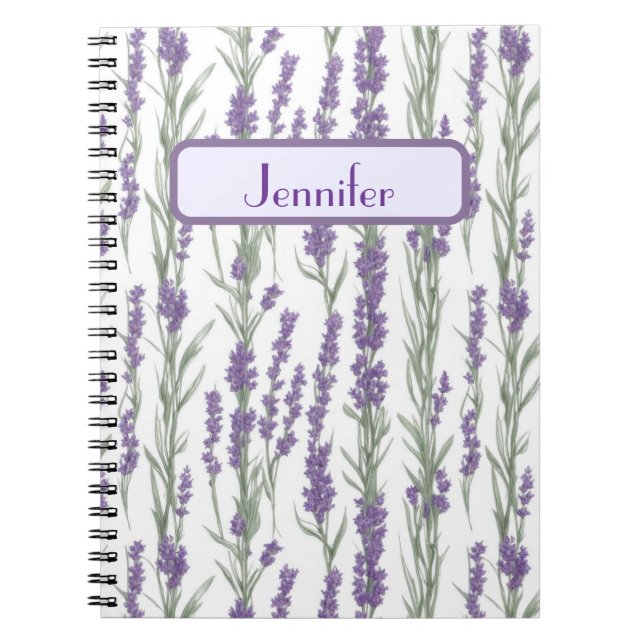 Carnet Fleurs de lavande à l'aquarelle personnalisées (Devant)