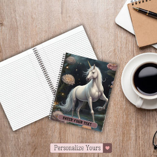 Carnet Fleurs de licorne blanche personnalisées