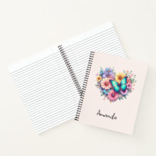 Carnet Fleurs de marguerite avec un papillon bleu