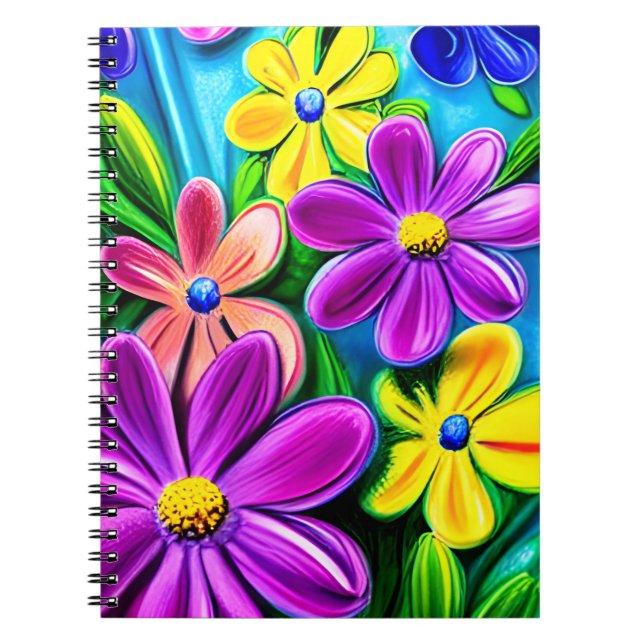 Carnet Fleurs de marguerite colorées (Devant)