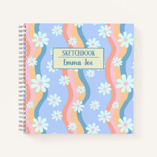 Carnet Fleurs de marguerite Retro personnalisées Sketchbo