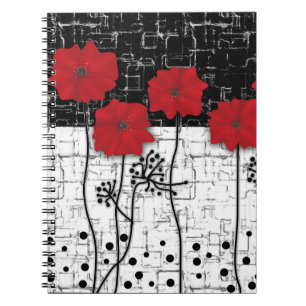 Carnet Fleurs de papier, fleurs rouges