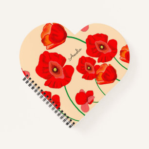 Carnet Fleurs de pavot rouge personnalisées
