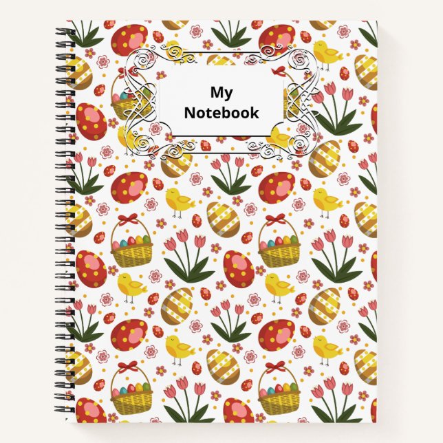 Carnet Fleurs de poules de Pâques Oeufs Fête (Devant)
