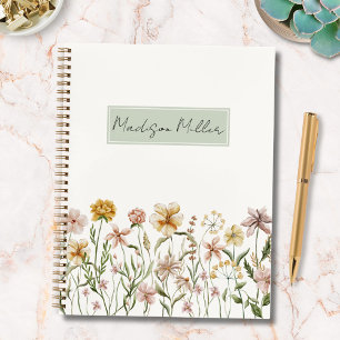 Carnet Fleurs de prairie sauvage aquarelle personnalisées