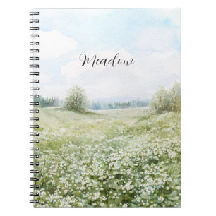 Carnet Fleurs de prairie verte magnifique ciel bleu
