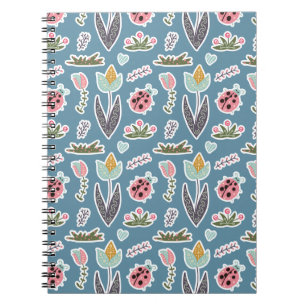 Carnet Fleurs de printemps et Motif de coccinelle