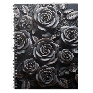 Carnet Fleurs de roses noires gothiques bohèmes sombres
