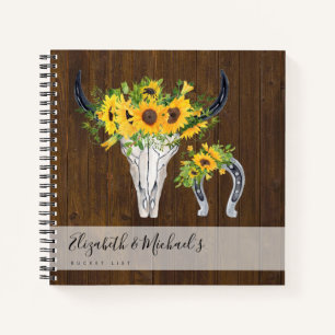 Carnet Fleurs de soleil rustiques Pays Western BUCKET LIS