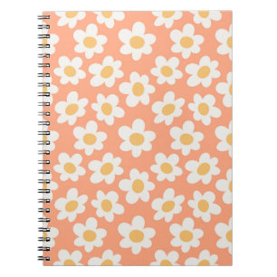 Carnet Fleurs de style rétro sur arrière - plan orange