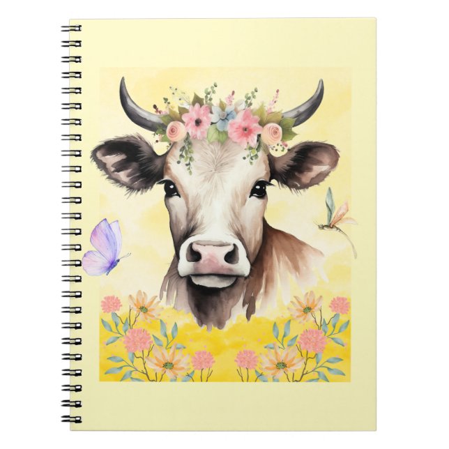 Carnet Fleurs de vache aquarelle dans un pré (Devant)