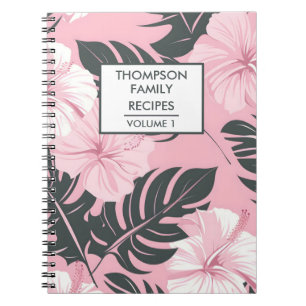 Carnet Fleurs d'hibiscus roses Recette personnalisée