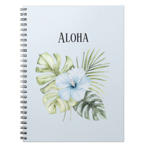 Carnet Fleurs d'Hibiscus Tropical Légèrement Bleu Aloha