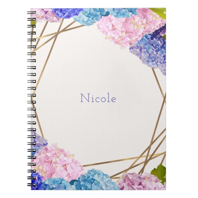 Carnet Fleurs d'Hydrangea et printemps or floral chic (Devant)