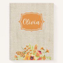 Fleurs d'orange aquarelle personnalisées sur toile