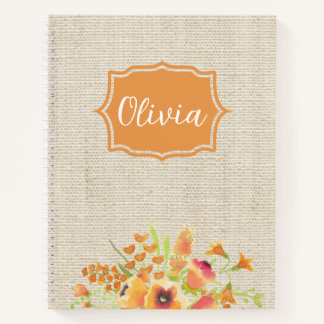 Carnet Fleurs d'orange aquarelle personnalisées sur toile