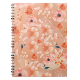 Carnet Fleurs d'orange et de pêche et papillon